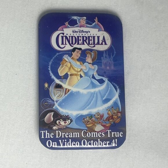 Cinderella Video Movie Pin Button Dreams Come True Oct 4 Vintage Disney 1995 - Picture 1 of 3